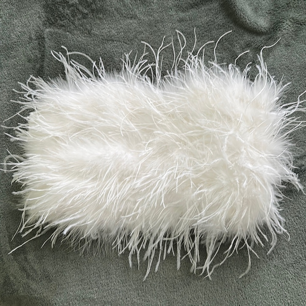 Chanel white faux feather top